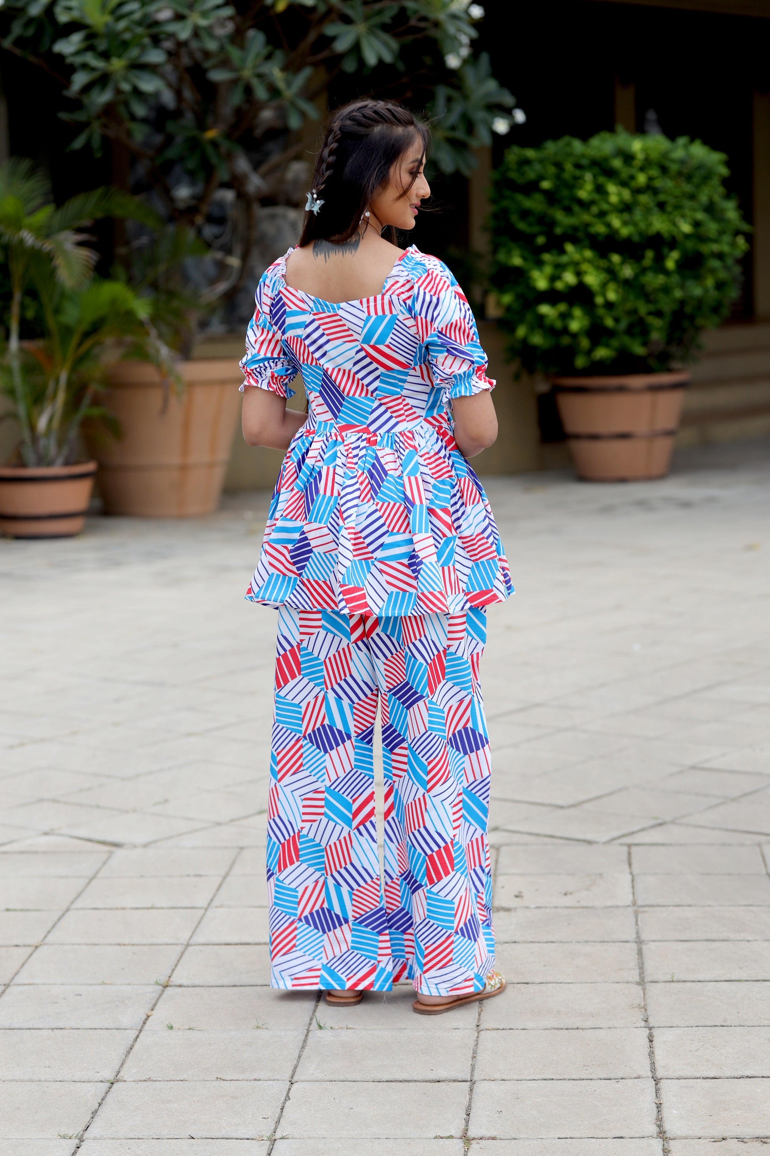 Printed Top and Palazzo Co-ord Set