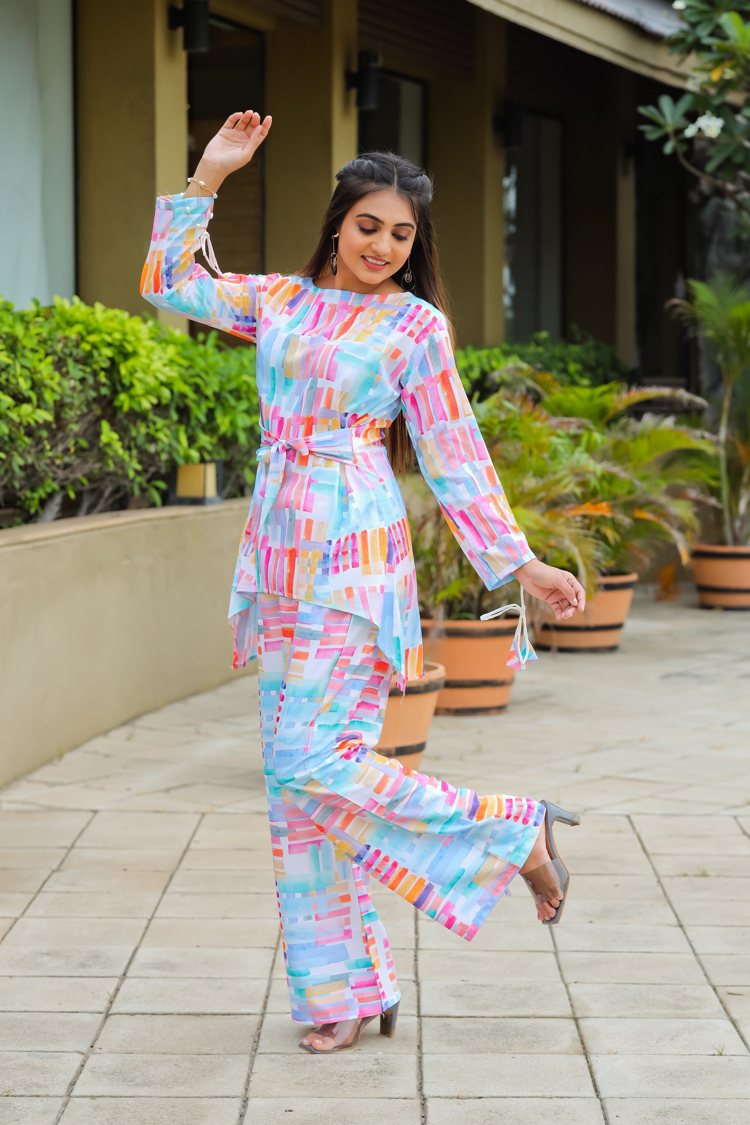 Printed Top and Plazzo Co-ord Set