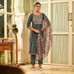 Women Sequence Embroidered Kurta With Pant And Dupata Set