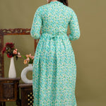 100% Cotton Aqua Maternity Dress Nursing-Friendly & Adjustable Waist