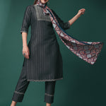 Women Sequence Embroidered Kurta With Pant And Dupata Set