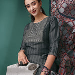 Women Sequence Embroidered Kurta With Pant And Dupata Set