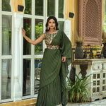 Women Crush Chinon saree with heavy multi sequins work blouse