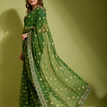 Beautiful Flower print with embroidery cut work lace Saree