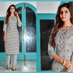 Women Cotton Blend Digital Print Kurta With Pant  Set