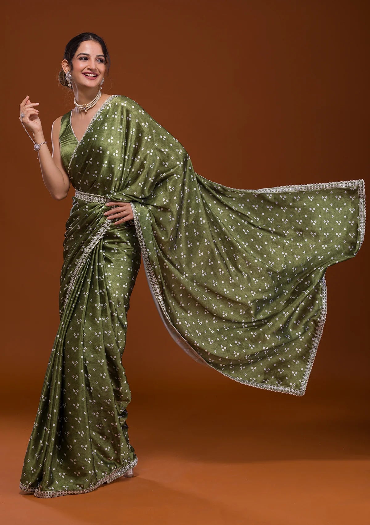 Women Bandhani satin saree