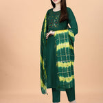 Women Cotton Blend heavy embroidery Kurta With Pant And Dupata Set