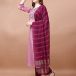 Women Cotton Blend heavy embroidery Kurta With Pant And Dupata Set