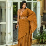 Women Crush Chinon saree with heavy multi sequins work blouse