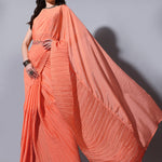 Women Crush Chinon saree with heavy multi sequins work blouse and Qamar belt