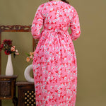 100% Cotton Blush Pink Maternity Dress Nursing-Friendly & Adjustable Waist