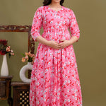 100% Cotton Blush Pink Maternity Dress Nursing-Friendly & Adjustable Waist