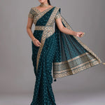 Heavy Pigment Chiffon saree with heavy zari embroidery sequins work lace and blouse With Belt