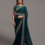 Chinon Designer Saree with Zariwork