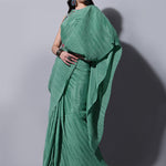 Women Crush Chinon saree with heavy multi sequins work blouse and Qamar belt