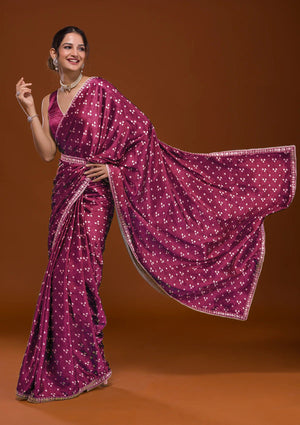 Women Bandhani satin saree