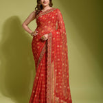 Beautiful Flower print with embroidery cut work lace Saree