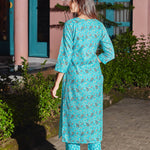 Women Cotton Blend Digital Print Kurta With Pant  Set