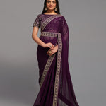 Chinon Designer Saree with Zariwork