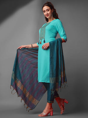 Women  Embroidered Viscose Rayon Blend kurta,Pant and dupatta