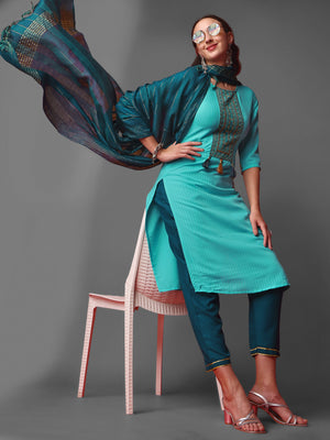 Women  Embroidered Viscose Rayon Blend kurta,Pant and dupatta