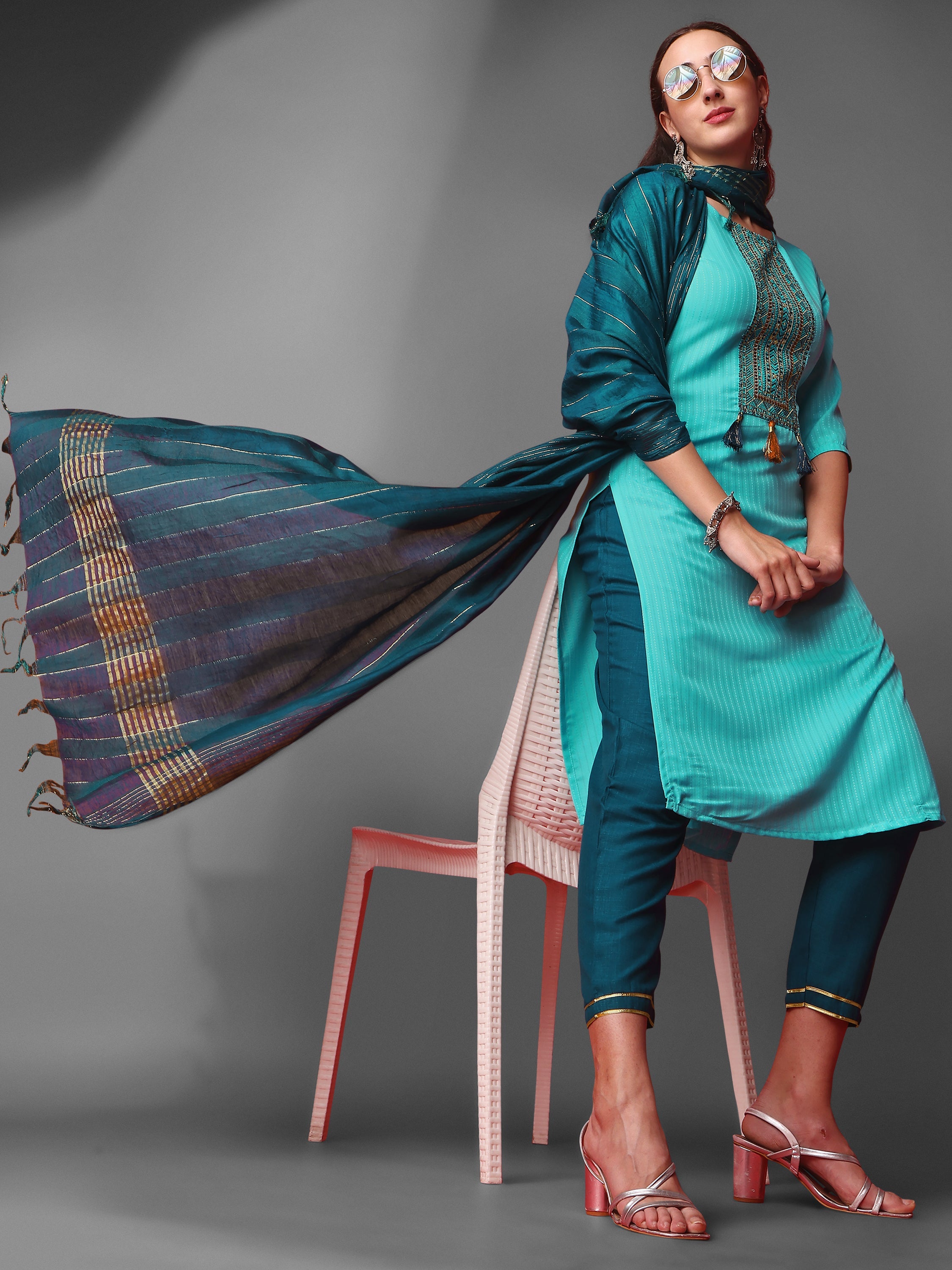 Women  Embroidered Viscose Rayon Blend kurta,Pant and dupatta