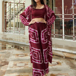 Muslin Printed Top, Palazzo and Jacket 3 Piece Co-ord Set